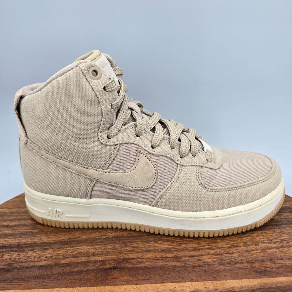 Nike Air Force 1 Shoes Womens 7.5 Khaki Canvas High Top Utility Athletic Sneaker